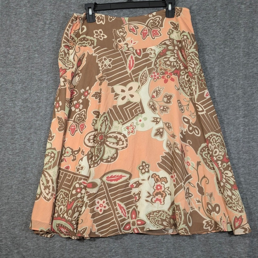 Margaret Frances Vintage Y2K Boho Floral Faux Wrap Midi Circle Skirt Size 12 - Picture 2 of 8